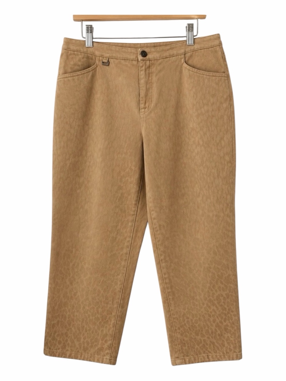 Liz Claiborne Lizwear Tan Leopard Print Straight Leg Cotton Pants Size 16